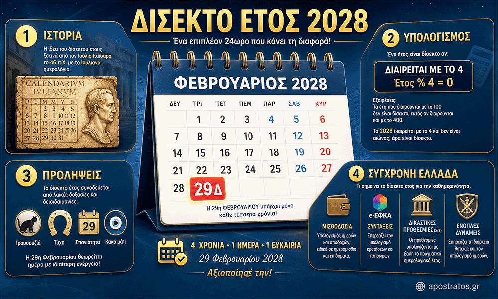 Dísekto Étos 2028 I epipléon iméra, i istoría kai i kathimerinótitá mas
