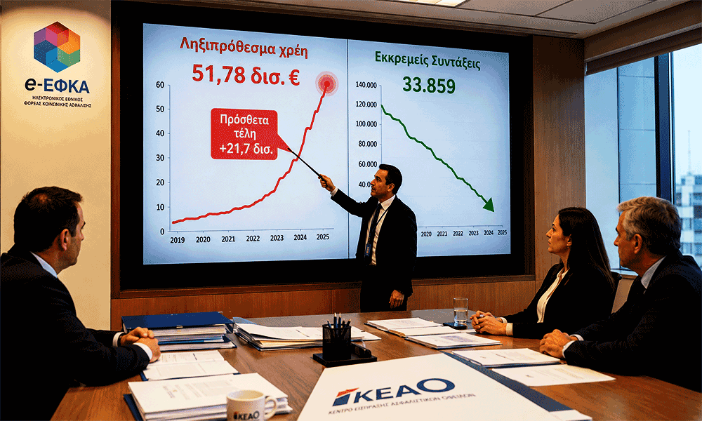 Foúska chreón varaínei ton e EFKA allá oi syntáxeis xemplokároun