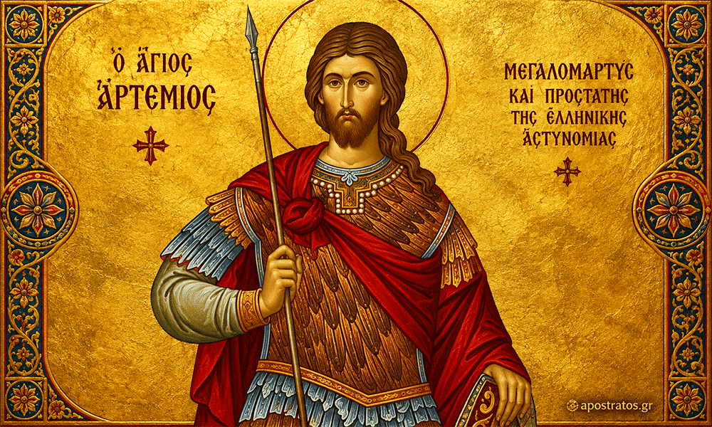 Ágios Artémios Prostátis tis Ellinikís Astynomías Istoría kai Eortí